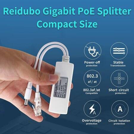 White DC5.5x2.1mm 100M PoE Splitter 48V To 12V 2A - 2