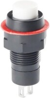 White DS-211 10mm 2 PIN Self-Locking Round Button Switch - 1