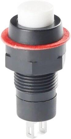 White DS-211 10mm 2 PIN Self-Locking Round Button Switch - 1