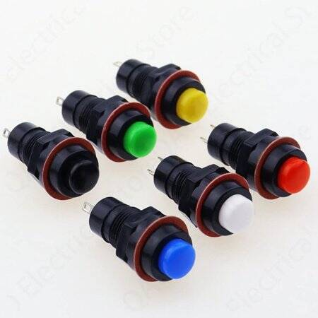 White DS-213 10mm 2 PIN Momentary Self-Reset Round Button Switch - 1