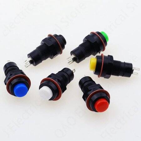 White DS-213 10mm 2 PIN Momentary Self-Reset Round Button Switch - 3