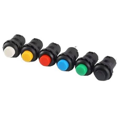White DS-428 12mm 2 PIN Self-Locking On-Off Push Button Switch - 1