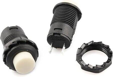White DS-428 12mm 2 PIN Self-Locking On-Off Push Button Switch - 3