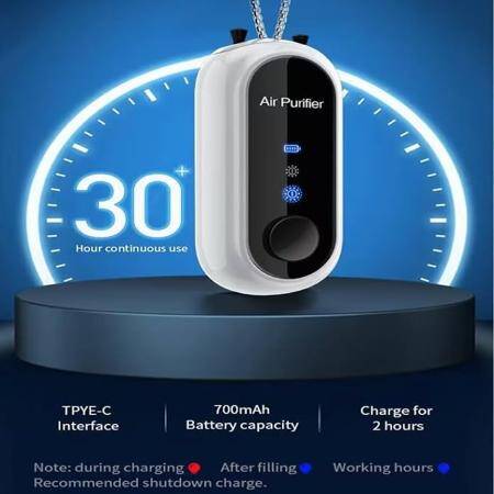 White Hanging Neck Air Purifier Mini Rechargeable Air Purifier Necklace - 3