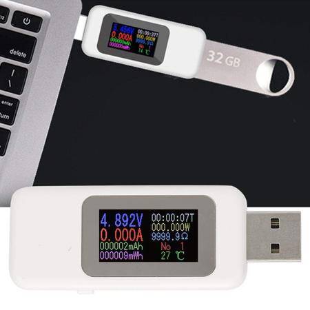 White KWS-MX19 USB Tester DC4V-30V 0-5A Current Voltage Meter Timing Ammeter - 5
