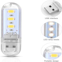 White Mini U-Shaped Night Light 3 Led With Touch Switch - 2