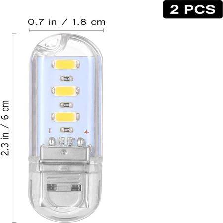 White Mini U-Shaped Night Light 3 Led With Touch Switch - 3