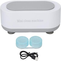 White Mini Ultrasonic Clean Jewelry Watch Glasses Cleaner Machine (Without Battery) - 1