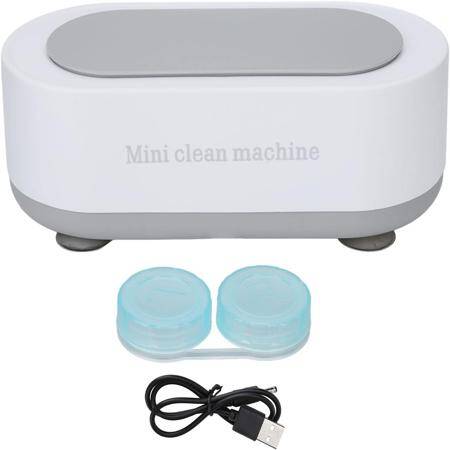 White Mini Ultrasonic Clean Jewelry Watch Glasses Cleaner Machine (Without Battery) - 1