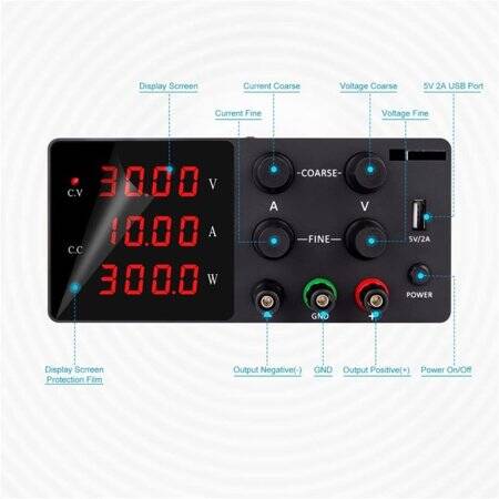 White SPPS-B605D 60V5A Color Screen Coding Double Knob DC Regulated Power Supply With Cable 220V EU Plug - 3