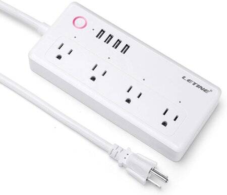 White Tuya Wifi Smart Power Strip 2 Usb AC Plug 15A 1.8M For Alexa Google Home US Plug - 1