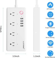 White Tuya Wifi Smart Power Strip 2 Usb AC Plug 15A 1.8M For Alexa Google Home US Plug - 2