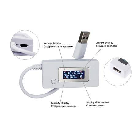White USB Tester Current DetecTor And Voltmeter With LCD Screen MoniTors Mobile Power Capacity Without Packing - 3