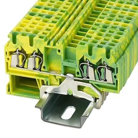 WS2.5-QU-PE-01P-1C-100AH DIN RAIL T.B.5MM SPRING-CAGE GREEN-YELLOW 2IN2OUT - 1
