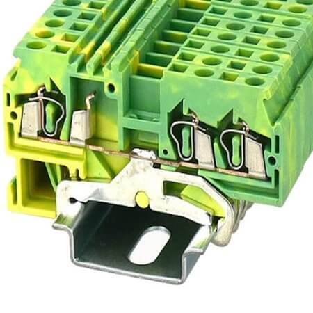 WS2.5-TW-PE-01P-1C-100AH DIN RAIL T.B.5MM SPRING-CAGE GREEN-YELLOW 1IN2OUT - 1