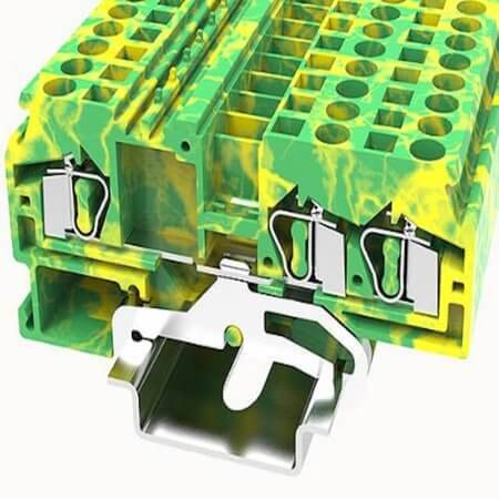 WS4-TW-PE-01P-1C-00AH DIN RAIL T.B.4mm² SPRING-CAGE GREEN-YELLOW 1IN2OUT - 1