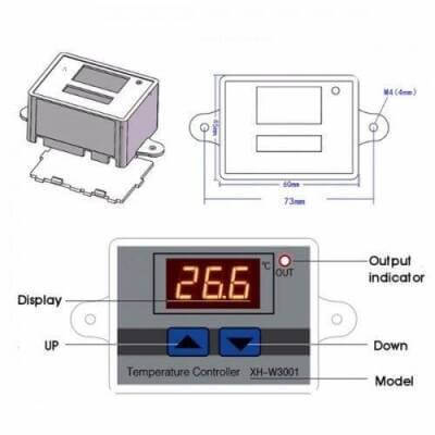 XH-W3001 DC 24V 240W Digital Temperature Controller Microcomputer Thermostat Switch with 1m Cable - 3