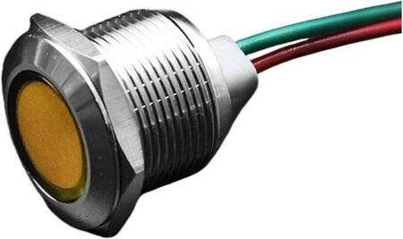 Yellow 10-24V 19mm LED Metal Indicator Light - 1