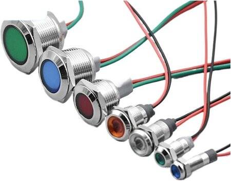 Yellow 10-24V 19mm LED Metal Indicator Light - 3