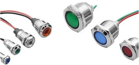 Yellow 10-24V 19mm LED Metal Indicator Light - 4