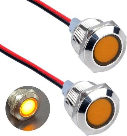 Yellow 3-9V 19mm LED Metal Indicator Light - 1