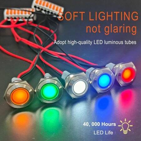 Yellow 3-9V 19mm LED Metal Indicator Light - 5