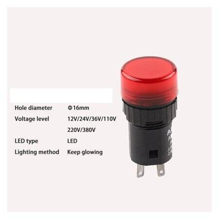 Yellow AC/DC24V 16mm AD16-16E LED Power Pilot Signal Light Lamp - 4