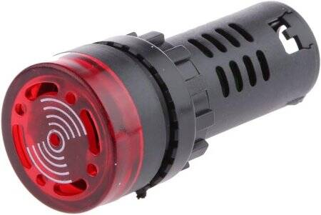 Yellow AC/DC24V 22mm AD16-22SM LED Signal Indicator Built-in Buzzer - 1