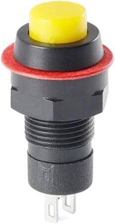 Yellow DS-211 10mm 2 PIN Self-Locking Round Button Switch - 1