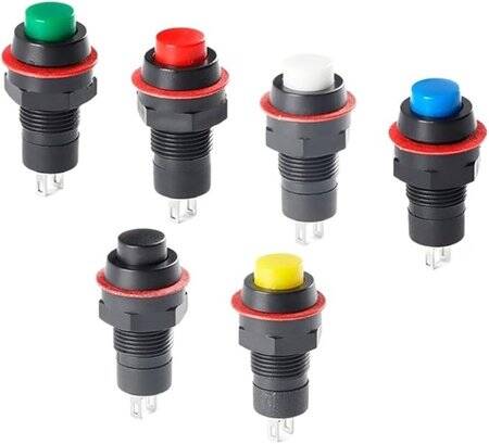 Yellow DS-211 10mm 2 PIN Self-Locking Round Button Switch - 2