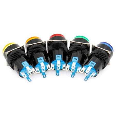 Yellow LA128A 3 Pin 16mm Thread Self-Reset Round Push Button Switch - 2