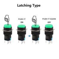 Yellow LA128A 3 Pin 16mm Thread Self-Reset Round Push Button Switch - 3