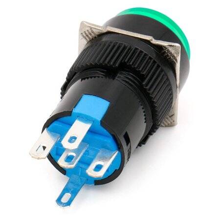 Yellow LA128A 6PIN 16mm Thread Self-Locking Round Push Button Switch - 4