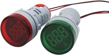 Yeşil 0-100A 22mm AD16-22DSA Yuvarlak Kapaklı Trafolu LED Ampermetre - 2
