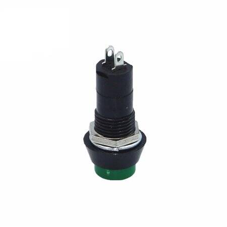 Yeşil PBS-11A 12mm 2 Pin Kendinden Kilitli Yuvarlak Plastik Basmalı Düğme Anahtarı - 4