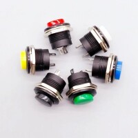 Yeşil R13-507 16mm 2 Pin Anlık Kendini Sıfırlama Yuvarlak Kapaklı Basmalı Düğme Anahtarı - 5