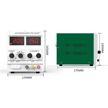 YIHUA1502T 15V 2A Düzenlenmiş Ayarlanabilir DC Güç Kaynağı EU Fişli - 2