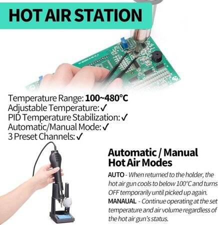 YIHUA853D Digital Display Hot Air Desoldering Station Power Supply Three-in-One AU Plug - 5