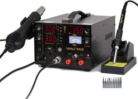 YIHUA853D Digital Display Hot Air Desoldering Station Power Supply Three-in-One EU Plug - 1