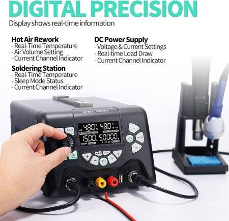 YIHUA853D Digital Display Hot Air Desoldering Station Power Supply Three-in-One US Plug - 3
