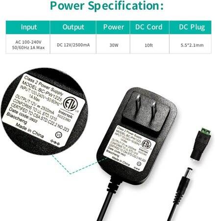 Yüksek Kaliteli Tam Amper 12V 2.5A Adaptör US Fişli - 3