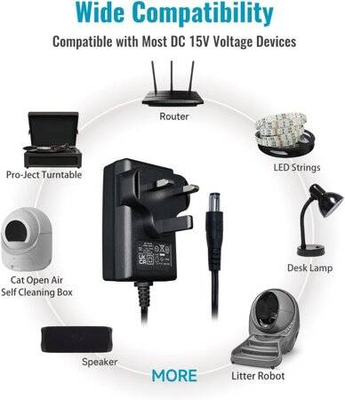 Yüksek Kaliteli Tam Amper 15V 1A Adaptör UK Fişli - 4