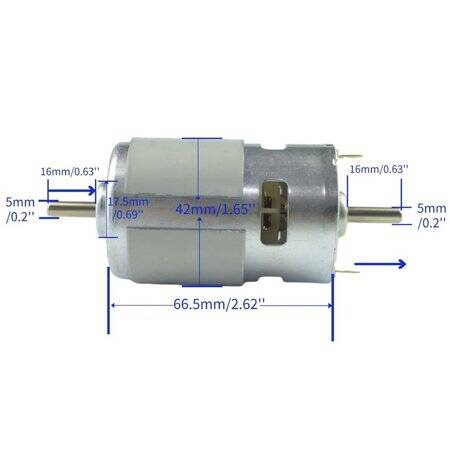 Yuvarlak Şaft 775 12V 12000RPM Yüksek Hızlı Yüksek Torklu DC Motor Çift Şaftlı - 2